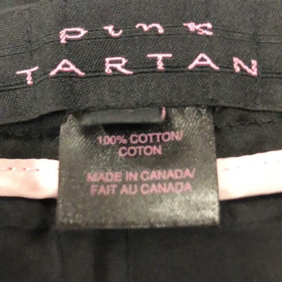 Pink Tartan 10 Pants Black Shiny Cotton & Button detail in Excellent Condition - Picture 6 of 7